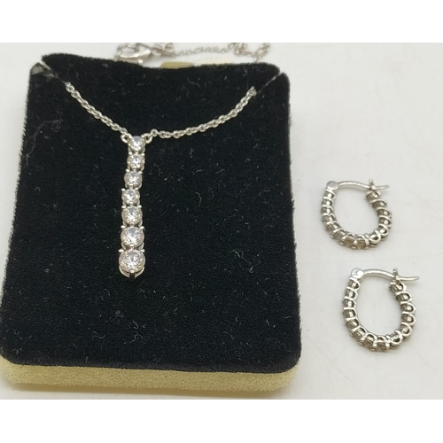 75 - 925 Silver Chain, Pendant and Earring Set.