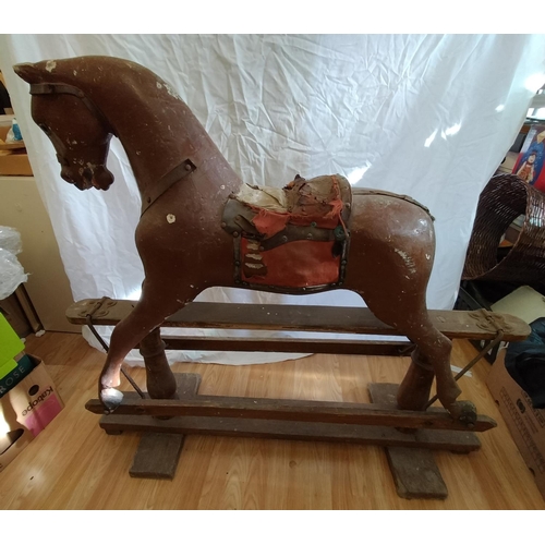 150A - Antique Wood Framed Rocking Horse. 130cm x 110cm. Ideal for Restoration. This Lot is Collection Only... 