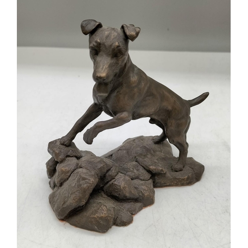 86 - Heredities Cold Cast Bronze Jack Russell 1988. Signed 12cm x 12cm.