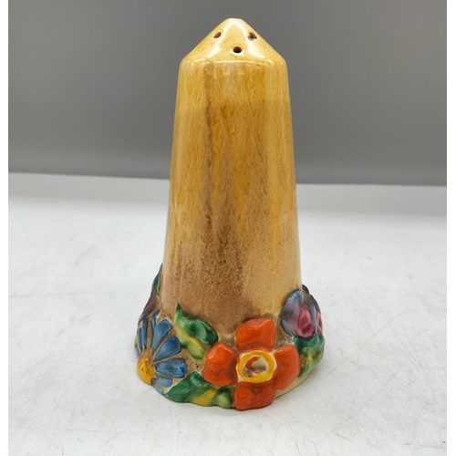 87 - Clarice Cliff 'My Garden' Shaker. 15cm High. Slight Nip to Top Holes.