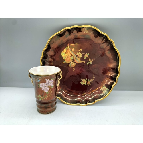 90 - Carlton Ware 23cm Scalloped Bowl plus Rouge Royale 11.5cm vase.