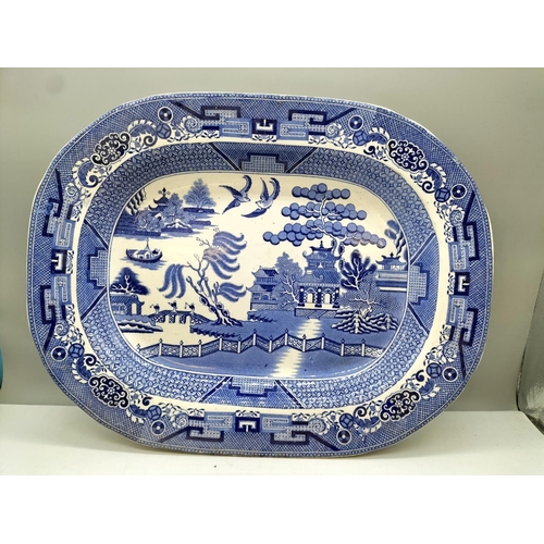 91 - John Meir & Son (JM&S) Blue and White Platter 45cm x 35cm.