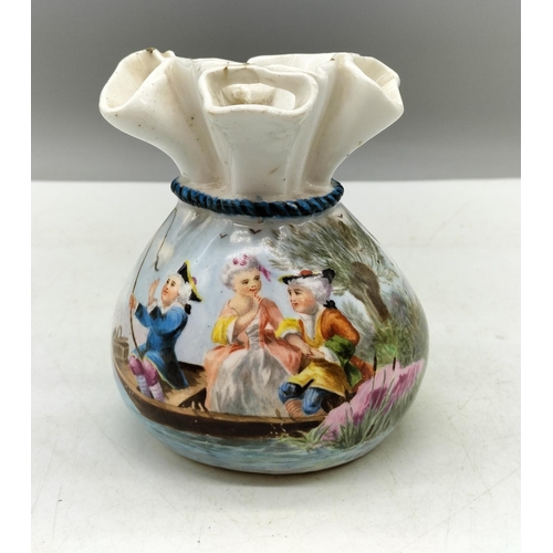 72 - Royal Worcester Hand Painted 10cm Posy Vase. Signed M Turner. Hairline to Top.