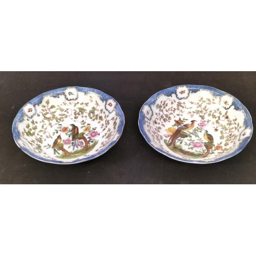 73 - French Porcelain Hand Painted Bowls with Bird Design (2). 6cm High, 24cm Diameter.