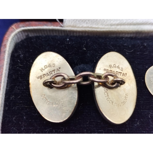 104 - H.G & S 'Sparta' 9ct Gold and Silver Cufflinks.