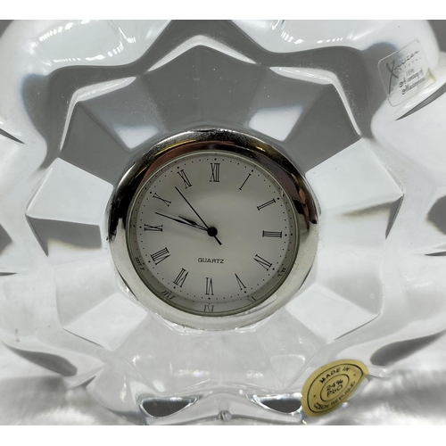 115A - Crystal Mantle Clock. 14cm x 12cm.