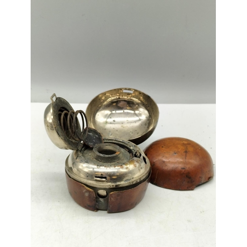 129 - Inkwells (4). Largest being 6cm High, 8cm Diameter. One A/F.