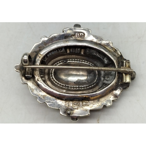 14 - Silver Hallmarked Brooch (Baker Bros, Birmingham, 1883) 4cm x 3cm.