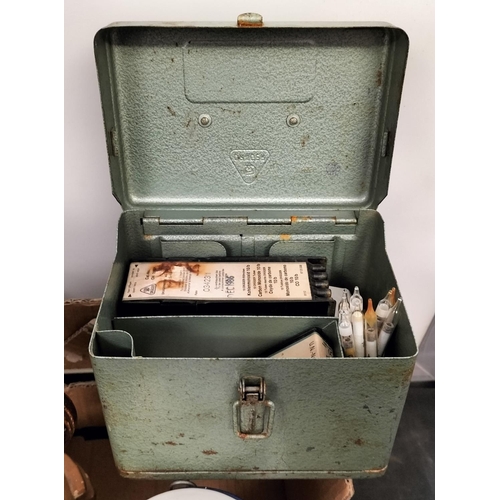 150A - Box of Assorted Items to include Enamel Lidded Pot, Toby Jug, Figures, etc.