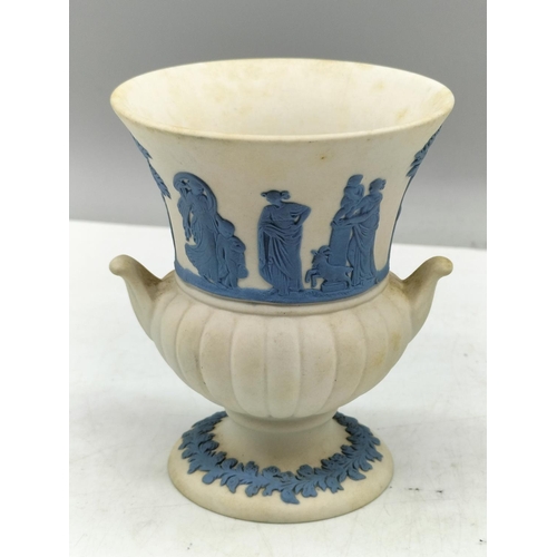 153 - Wedgwood White Jasper Trinket Pot and 9cm Vase.