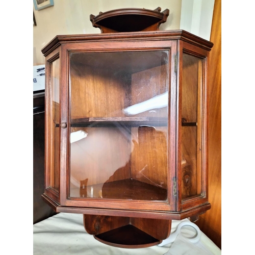 16 - Wooden and Glass Corner Display Unit. 90cm High, 37cm Deep, 34cm Wide. This Lot is Collection Only.