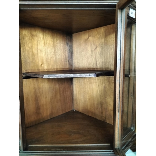 16 - Wooden and Glass Corner Display Unit. 90cm High, 37cm Deep, 34cm Wide. This Lot is Collection Only.