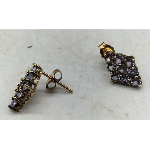 170 - 9ct Gold and Tanzanite Earrings.