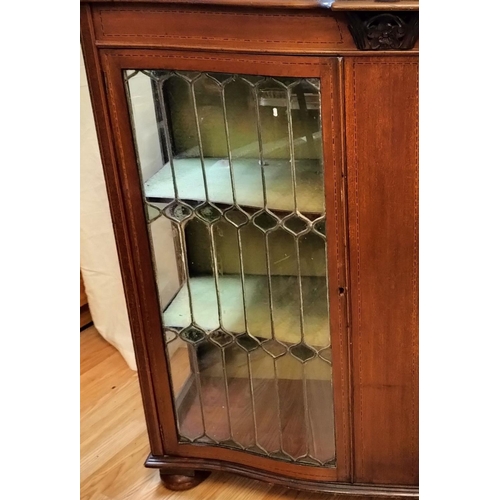 170A - Mahogany Inlaid Arts and Crafts Lead Glass Bow Fronted Display Cabinet. 106cm High, 108cm x 41cm. Th... 