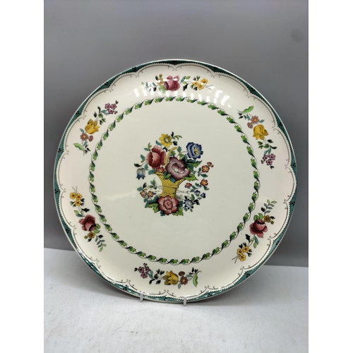 181 - Sheffield Plated 31cm Tray plus Spode 31cm Plate in the 'Avondale' Pattern.