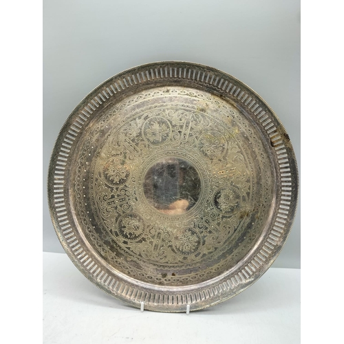 181 - Sheffield Plated 31cm Tray plus Spode 31cm Plate in the 'Avondale' Pattern.