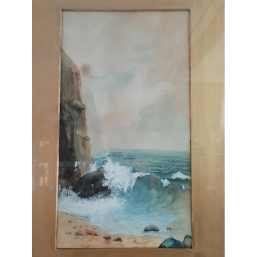 183 - 2 x Framed and Glazed Seascape Watercolours. Late 19th/Early 20th Century. Signature possibly under ... 