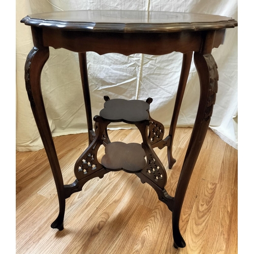 185 - Edwardian Mahogany Shaped Occasional Table. 71cm High x 60cm. This Lot is Collection Only.