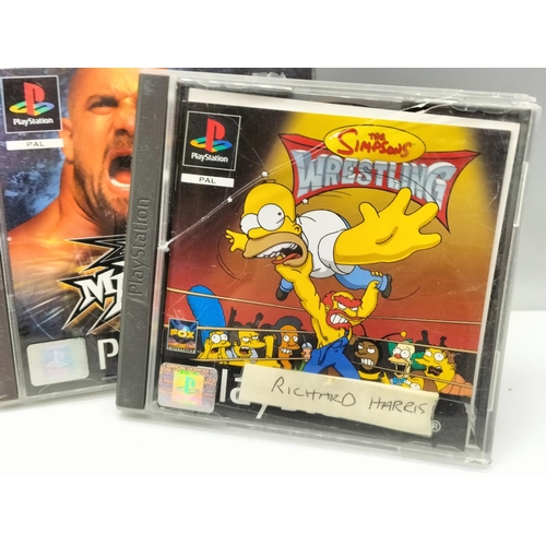 185B - Playstation Games (5) to include WCW Mayhem, Simpsons Wrestling, Smackdown2, etc.