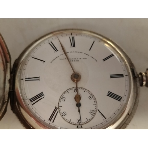 190A - Thomas Russell & Son 97552 Silver Hallmarked 1898 Pocket Watch W/O in 20cm Display Case.