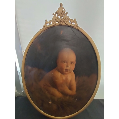 191 - Edwardian Pictures of Child and Baby. 58cm x 40cm.