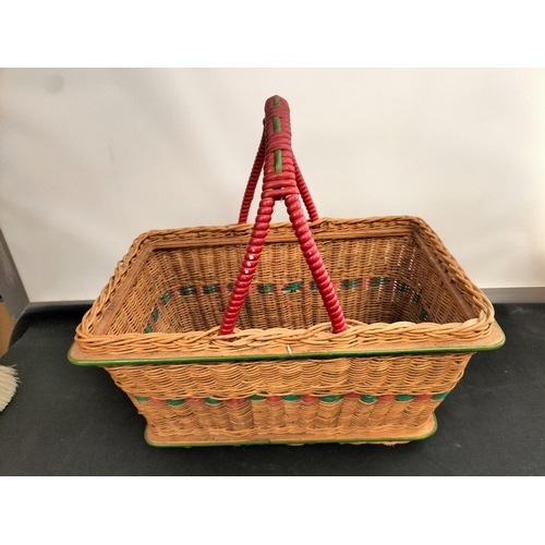 192 - Basket of Mixed Items to include Sewing Items, Manicure Set, Tins, etc. Basket being 32cm High, 24cm... 