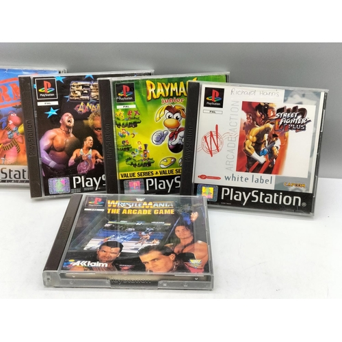 220 - Playstation Games, some Rare Titles (5) to include Worms, ECW Anarchy Rulz, Rayman, Street Fighter, ... 