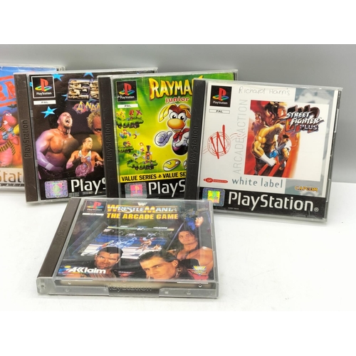 220 - Playstation Games, some Rare Titles (5) to include Worms, ECW Anarchy Rulz, Rayman, Street Fighter, ... 