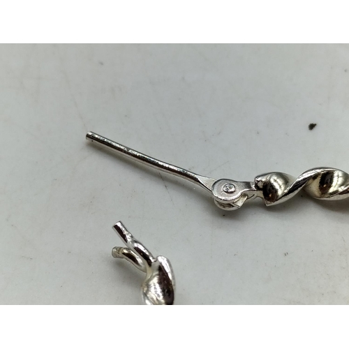 224 - Pair of 925 Silver Hooped Earrings.