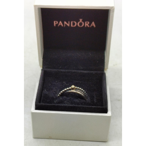 250 - Pandora 925 Ale Stamped Stone Set Ring. Size P.