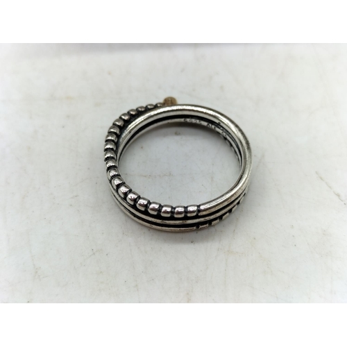 250 - Pandora 925 Ale Stamped Stone Set Ring. Size P.