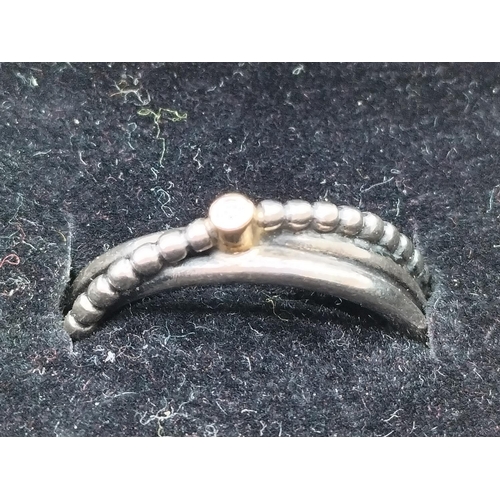 250 - Pandora 925 Ale Stamped Stone Set Ring. Size P.