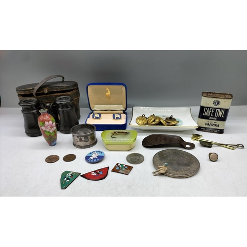 26 - Collection of Items to include Opera Glasses, Military Buttons, Cufflinks, etc.