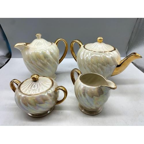 28 - Sadler 4 Piece Cream Lustre Ware Tea Service.