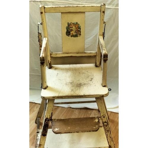 282 - 1940s/1950s Metamorphic Child's High Chair. Working Order, Needs Refurbishing. 92cm x 54cm. This Lot... 