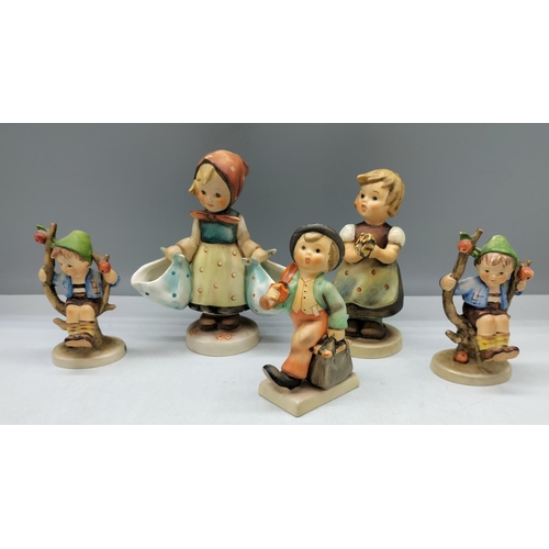 287 - Collection of Goebel Figures (5) to include 10cm 'Apple Tree Boy', 14cm 'Mother's Darling', etc.