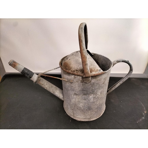 292 - Galvanised Items (3) - Watering Can, Tub and Lidded Pan.