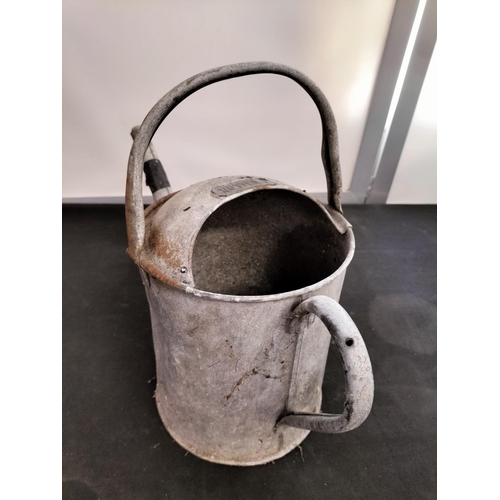 292 - Galvanised Items (3) - Watering Can, Tub and Lidded Pan.