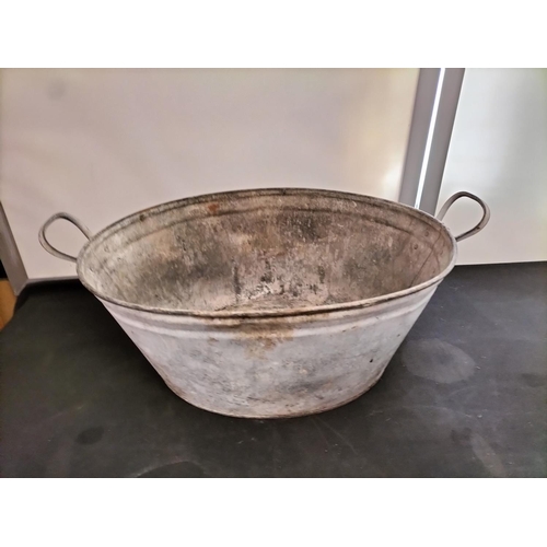 292 - Galvanised Items (3) - Watering Can, Tub and Lidded Pan.