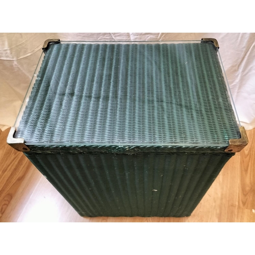 318 - LLoyd Loom Glass top Bathroom Box. 42cm x 29cm x 60cm. This Lot is Collection Only.