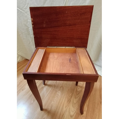 319 - Italian Inlaid Musical Sewing Table. 38cm x 27cm x 42cm. This Lot is Collection Only.