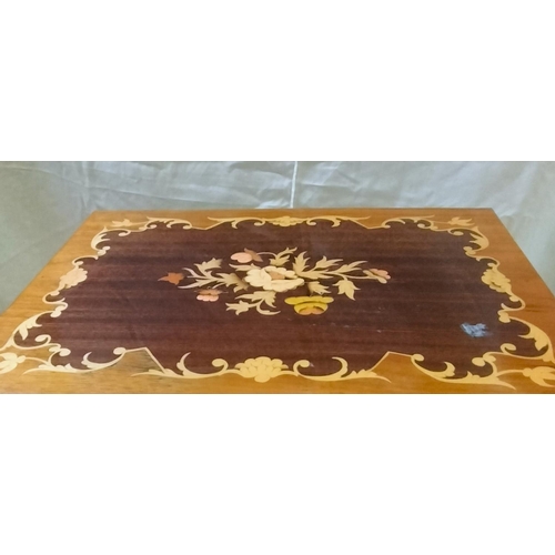 319 - Italian Inlaid Musical Sewing Table. 38cm x 27cm x 42cm. This Lot is Collection Only.