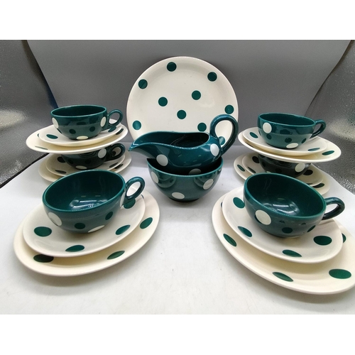 333 - Retro 1950s J. G Meakin Studio Ware 21 Piece 'Polka Dot' Coffee Set designed by Frank Trigger.