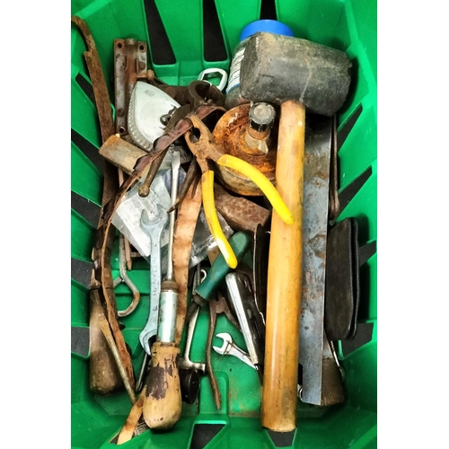 335 - Box of Mixed Tools to include Spanners, Hammers, Axe, etc.