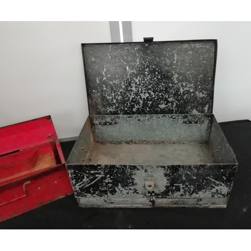 35A - Vintage Gordon Tool Box plus Top Opening Chest with Drawers. Largest being 25cm High, 55cm x 35cm. T... 