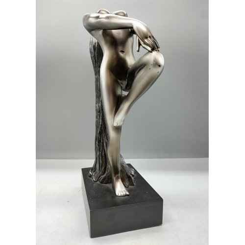 369 - Art Deco Style Nude Lady Figure on a Plinth. 35cm Tall.