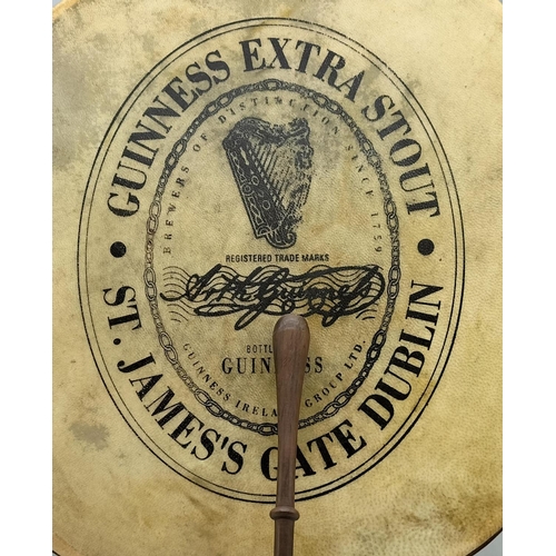 377 - Large 41cm Diameter Guinness Bodhran and Beater