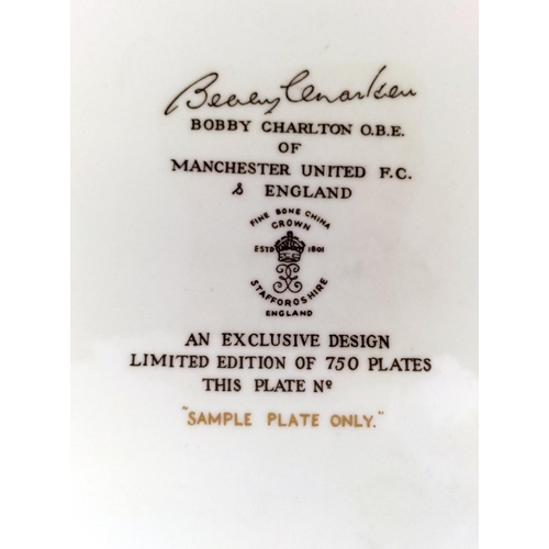 39 - Crown Staffs Original Sample Plate for 'Bobby Charlton OBE 100th Cap. Made for a Limited Edition of ... 