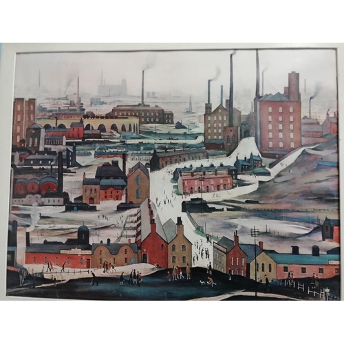 421 - Framed Lowry Print of an Industrial Scene. 64cm x 51cm. This Lot is Collection Only.