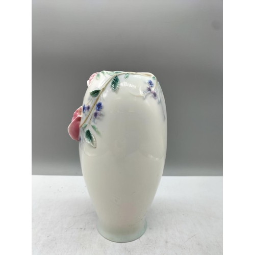 44 - Royal Doulton by Franz 23cm Vase in a 'Pink Rose' Design.